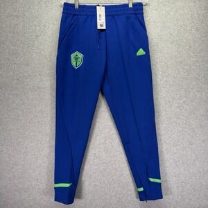 Seattle Sounders FC Pants Mens M Royal Blue Joggers MLS Soccer Adidas Gameday